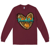 Burgundy thankful pumpkin heart Long Sleeve Tee - RanaPortraitStore