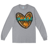 Heather Grey thankful pumpkin heart Long Sleeve Tee - RanaPortraitStore