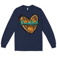 Navy thankful pumpkin heart Long Sleeve Tee - RanaPortraitStore