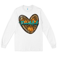 White thankful pumpkin heart Long Sleeve Tee - RanaPortraitStore