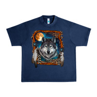 Navy Wolf And Feathers Urban Heavy Tee - RanaPortraitStore