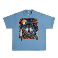 Pebble Blue Wolf And Feathers Urban Heavy Tee - RanaPortraitStore