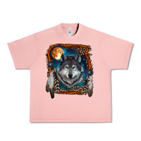 Salmon Wolf And Feathers Urban Heavy Tee - RanaPortraitStore