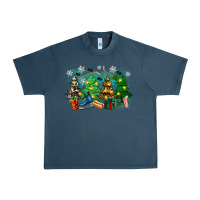 Midnight Navy christmas trees with hockey Urban Heavy Tee - Zillion Design Studio
