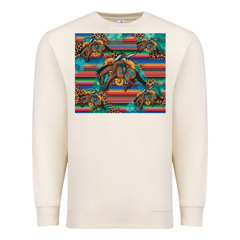 Bucking Bronco Serape Turquoise Premium Sweatshirt by Artiststas | Teevron