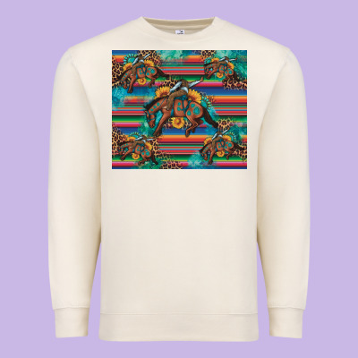 Bucking Bronco Serape Turquoise Premium Sweatshirt Designed By Artiststas