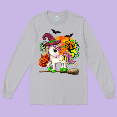 Halloween Unicorn Long Sleeve Tee Designed By Zillion Design Studio