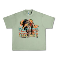 Oil Green feathered indians Urban Heavy Tee - texasbilliewilder