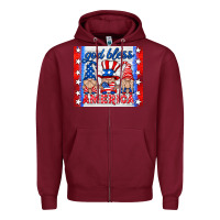 Burgundy god bless America gnomes Zipper Hoodie - HRA Design Shop