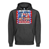 Charcoal Heather god bless America gnomes Zipper Hoodie - HRA Design Shop