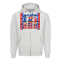 Dove Grey god bless America gnomes Zipper Hoodie - HRA Design Shop