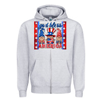 Heather Grey god bless America gnomes Zipper Hoodie - HRA Design Shop