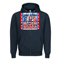 Navy god bless America gnomes Zipper Hoodie - HRA Design Shop