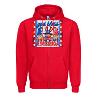 Red god bless America gnomes Zipper Hoodie - HRA Design Shop