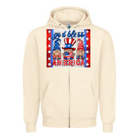 Sandshell god bless America gnomes Zipper Hoodie - HRA Design Shop