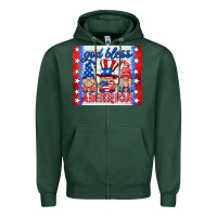 God Bless America Gnomes Zipper Hoodie | Teevron