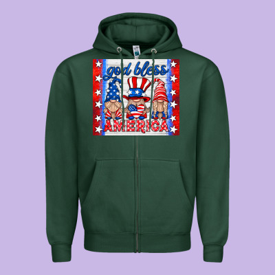 God Bless America Gnomes Zipper Hoodie Designed By Hra Design Shop