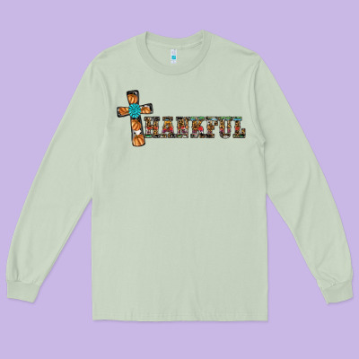 Thankful Pumpkin Cross Long Sleeve Tee Designed By Ranaportraitstore