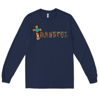 Navy thankful pumpkin cross Long Sleeve Tee - RanaPortraitStore