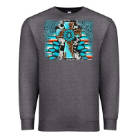 Charcoal Heather cross gemstone background Premium Sweatshirt - AdoDesignShop