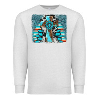 Oatmeal Heather cross gemstone background Premium Sweatshirt - AdoDesignShop