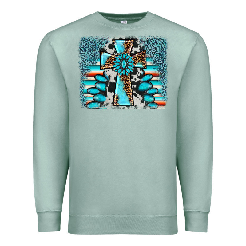 Cross Gemstone Background Premium Sweatshirt by AdoDesignShop | Teevron