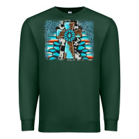 Sports Green cross gemstone background Premium Sweatshirt - AdoDesignShop