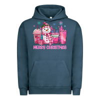 Pigment Midnight Navy merry christmas snowman coffee cups Urban Hoodie - MaliasSmallBusiness