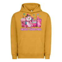 Pigment Peanut Butter merry christmas snowman coffee cups Urban Hoodie - MaliasSmallBusiness