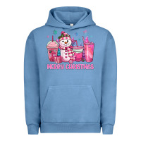 Pigment Pebble Blue merry christmas snowman coffee cups Urban Hoodie - MaliasSmallBusiness