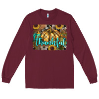 Burgundy thankful pumpkin Long Sleeve Tee - RanaPortraitStore