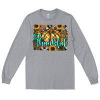 Heather Grey thankful pumpkin Long Sleeve Tee - RanaPortraitStore