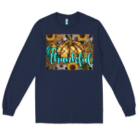 Navy thankful pumpkin Long Sleeve Tee - RanaPortraitStore