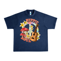 Navy hippie soul with peace Urban Heavy Tee - texasbilliewilder