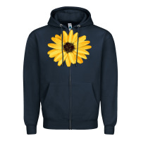 Navy sunflower Zipper Hoodie - FaDigitalArtStudio