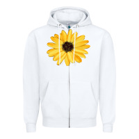 White sunflower Zipper Hoodie - FaDigitalArtStudio