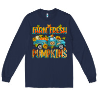 Navy farm fresh pumpkins Long Sleeve Tee - Zillion Design Studio