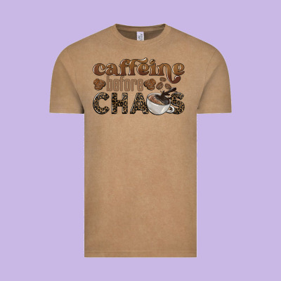Caffeine Before Chaos Vintage Tee Designed By Barkaloodesign