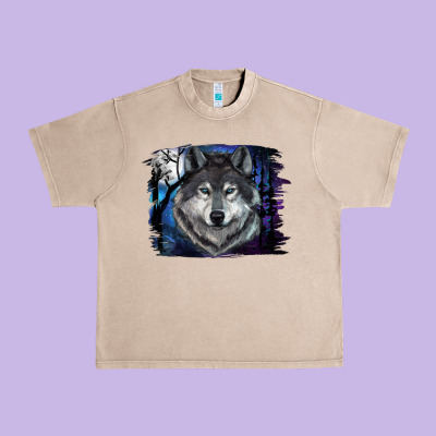 Wolf And Full Moon Urban Heavy Tee Designed By Ranaportraitstore