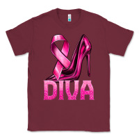 Burgundy Breast Cancer Diva Ribbon and Heels Classic Tee - texasbilliewilder