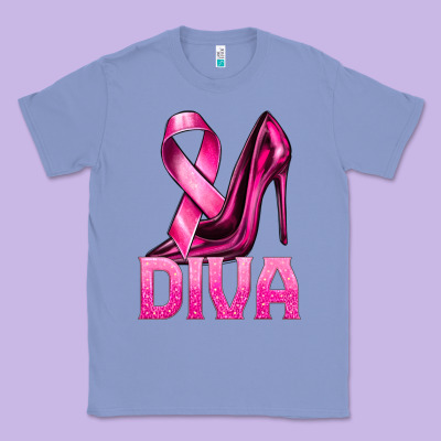 Breast Cancer Diva Ribbon And Heels Classic Tee Designed By Texasbilliewilder