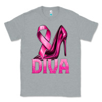 Heather Grey Breast Cancer Diva Ribbon and Heels Classic Tee - texasbilliewilder