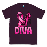 Plum Breast Cancer Diva Ribbon and Heels Classic Tee - texasbilliewilder