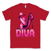 Red Breast Cancer Diva Ribbon and Heels Classic Tee - texasbilliewilder