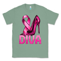 Sage Breast Cancer Diva Ribbon and Heels Classic Tee - texasbilliewilder