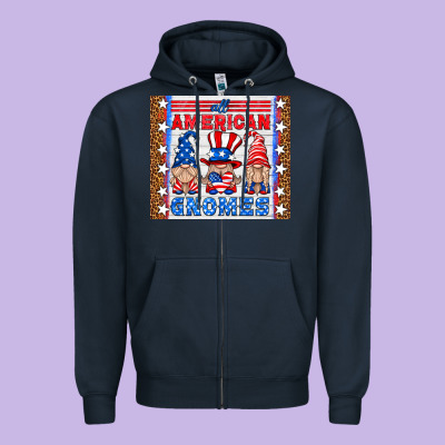 All American Gnomes Zipper Hoodie Designed By Hra Design Shop