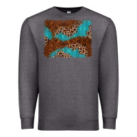 Charcoal Heather turquoise glitter leopard background Premium Sweatshirt - AdoDesignShop