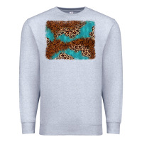 Heather Grey turquoise glitter leopard background Premium Sweatshirt - AdoDesignShop