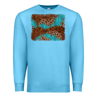 Ocean Blue turquoise glitter leopard background Premium Sweatshirt - AdoDesignShop
