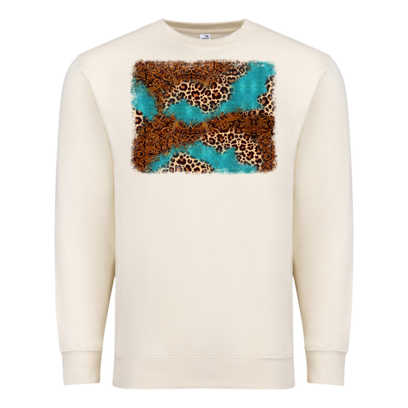 Turquoise Glitter Leopard Background Premium Sweatshirt by AdoDesignShop | Teevron